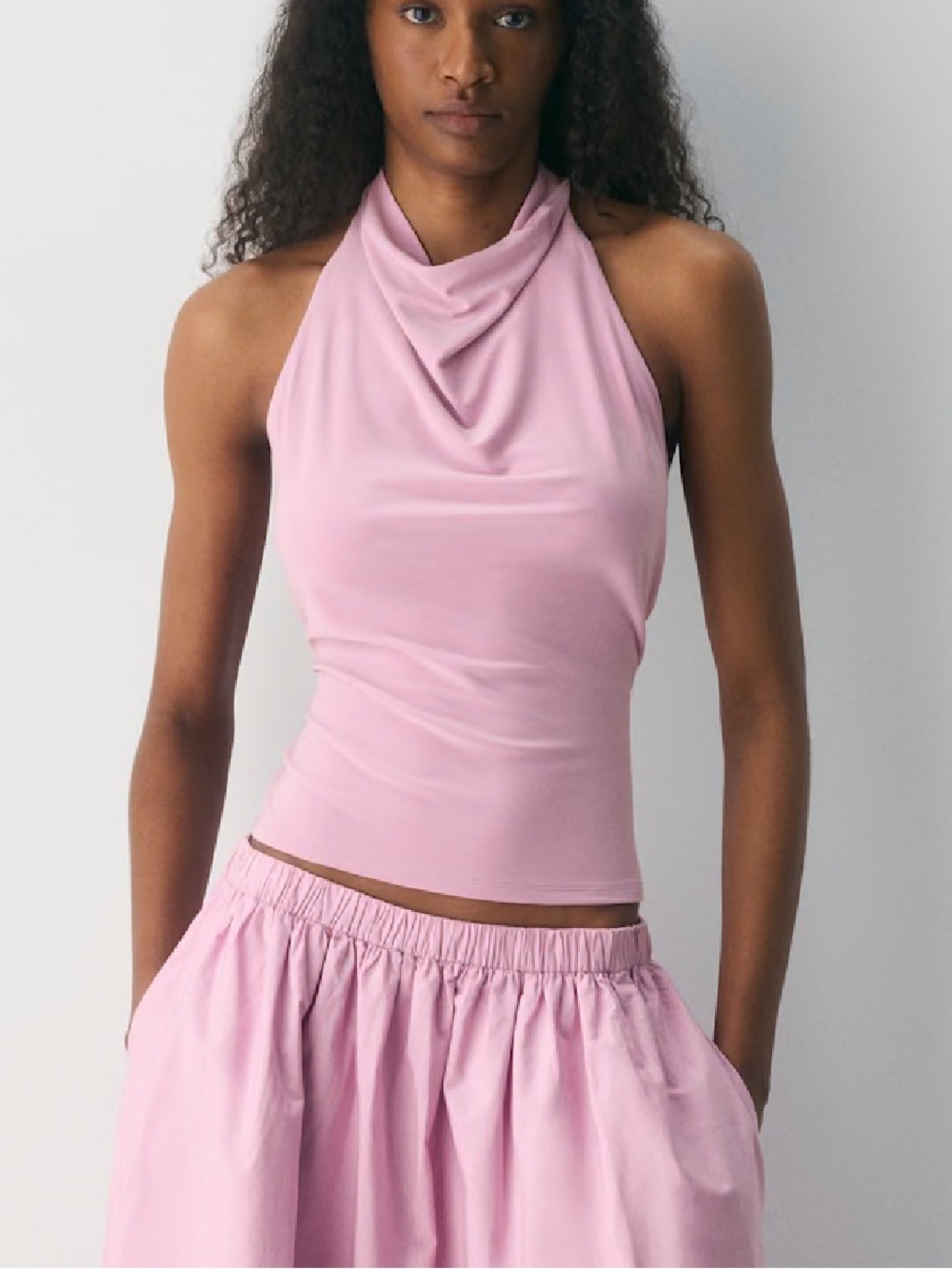 Aritzia Smooth Matter Tower Halter Top Sweet Pea Pink
